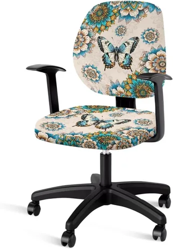 Vista 10 de Talayituse - Funda para silla de oficina o computadora con estampado de estrellas de playa, funda de asiento dividida elástica, extraíble y lavable