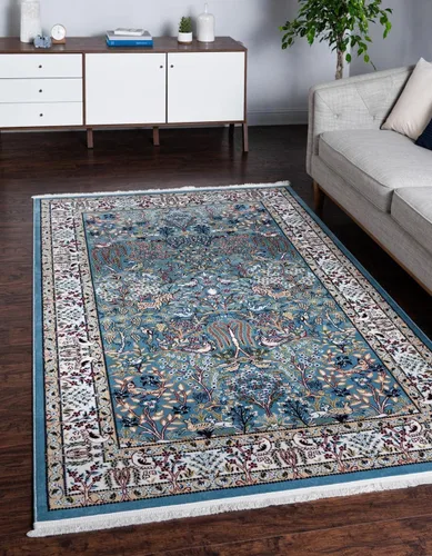 Vista 15 de Unique Loom Colección Narenj - Alfombra de área - Bristol (2' 2" x 3' 1" ovalada, azul/beige)