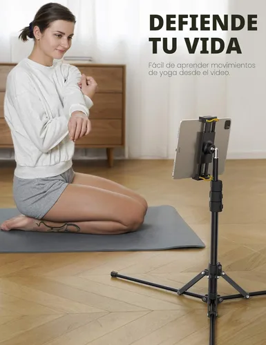 Vista 4 de Lamicall Soporte de trípode para tablet de 64.9 pulgadas con altura ajustable para transmisión/visualización con control remoto Bluetooth, para iPad