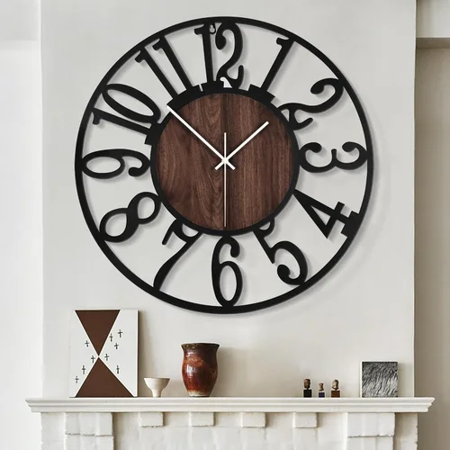 Vista 13 de LEIKE Relojes de Pared Grandes, Silenciosos, Sin Tictac, Funcionan con Baterías, Rústico Redondo Moderno Gran Reloj de Pared de Madera para Sala
