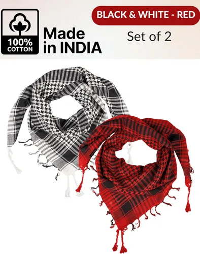 Vista 29 de LOVARZI Shemagh Cottons Arab Keffiyeh - Bufanda militar táctica para cabeza y cuello