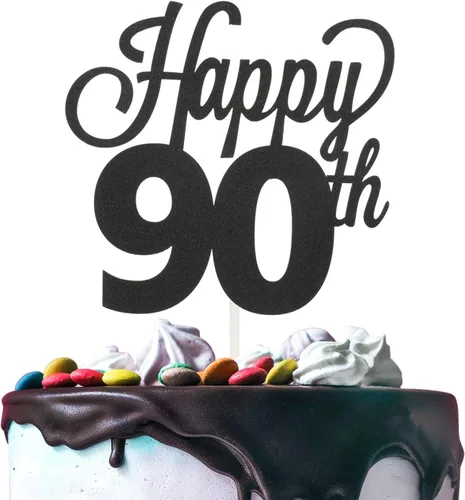 Vista 39 de LINGTEER - Decoración para pastel con texto "Happy Birthday 100", color negro