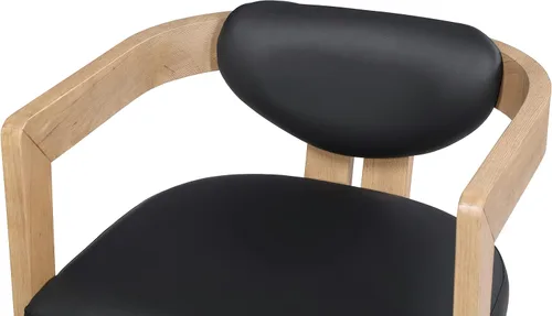 Vista 8 de Meridian Furniture 564Black-C Carlyle Collection Modern Silla de comedor contemporánea, acabado natural cepillado de madera maciza, cuero vegano