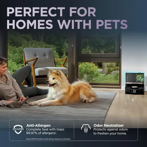 Vista 6 de Shark PowerDetect NeverTouch, Autovaciado y Autollenado, Robot Aspirador y Mopa sin Bolsa, Capacidad de Suciedad de 30 Días, Base HEPA, Tanque