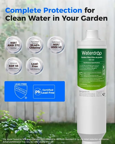 Vista 3 de Waterdrop Filtro de agua para manguera de jardín, reduce el cloro, el olor, mejora la salud de las plantas. Ideal para jardinería, agricultura
