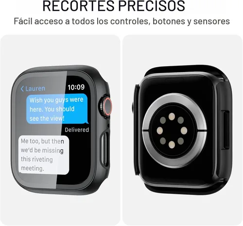 Vista 3 de JZK - 2 fundas con protector de pantalla de vidrio templado para Apple Watch Series 3/2/1 de 38 mm, ultradelgadas, de cobertura completa Negro/Negro