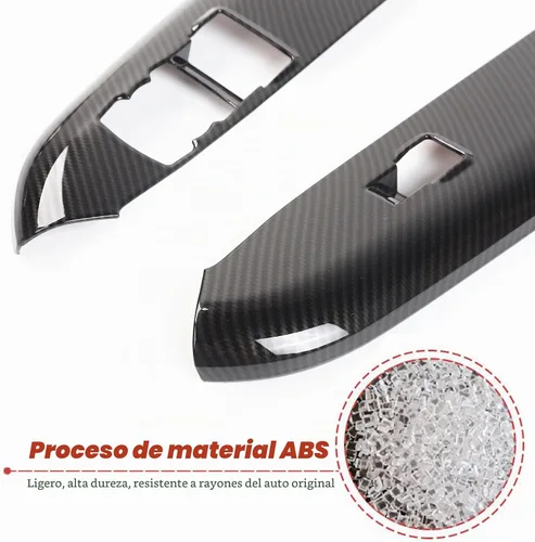 Vista 2 de RT-TCZ Manija de puerta de fibra de carbono, interruptor de control de ventana, cubierta de panel de botón, calcomanía para decoración
