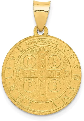 Vista 3 de Collar con dije de medalla de San Benito de oro amarillo de 14 quilates joyería fina religiosa Sared de Jesús regalos para mujer