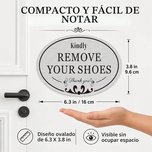Vista 2 de CARGEN Letrero con texto en inglés «Please Remove Your Shoes – Paquete de 2