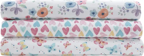 Vista 3 de MALLARY BY MATTHEW Hoja de impresión 100% microfibra súper suave para niños, estampado de mariposas de acuarela, tamaño individual