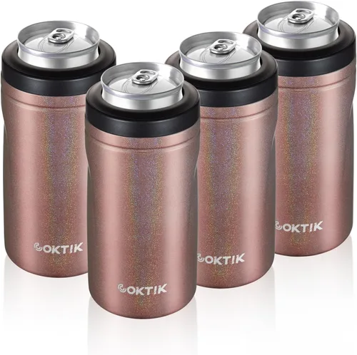 Vista 24 de COKTIK 4 en 1 enfriador de latas aislado, enfriador de latas delgadas de doble pared para latas de 12 oz regulares o delgadas y botellas de cerveza