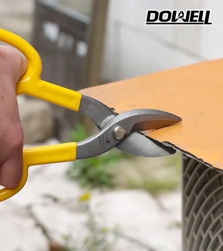 Vista 7 de DOWELL Cortadores de metal de 8 pulgadas con hoja plana, con cómodo mango de goma amarilla para manitas, techadores, mecánicos, propietarios