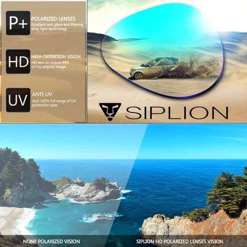 Vista 5 de SIPLION - Gafas de sol cuadradas rectangulares polarizadas para hombre marco de metal