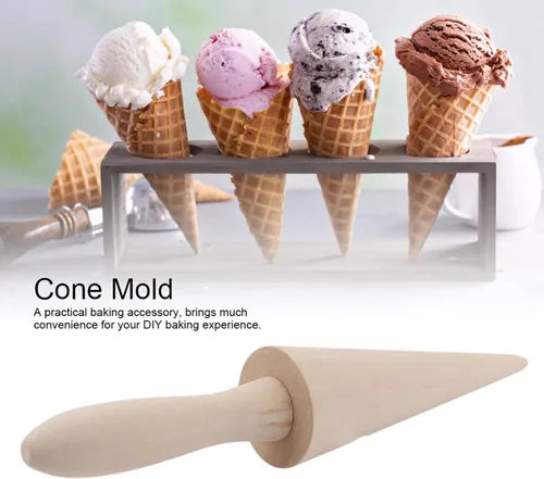 Vista 3 de Molde de rodillo de pizzela, cono de madera gofres helado cono pizza pastelería herramienta de moldeo