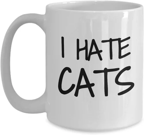 Vista 8 de Taza de café con texto en inglés "I Hate Cats" (I Hate Cats)