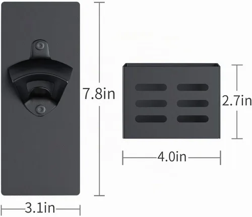 Vista 2 de Weallbuy Abrebotellas magnético montado en la pared con tapa colector Negro