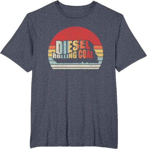 Vista 46 de Camiseta de camión diésel con motor diésel retro y divertido de carbón, Negro