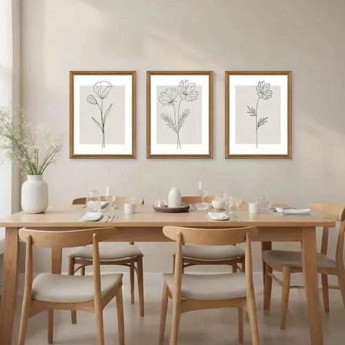 Vista 7 de ICHZUMW Arte de pared floral botánico neutro, decoración de pared de flores de granja en blanco y negro, impresiones en lienzo de arte lineal