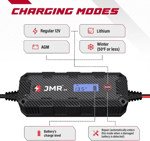 Vista 7 de Cargador de batería Mazda Cargador de goteo Acondicionador Mantenedor (sin modo de litio) 12V 6A Trickle Charger Conditioner Maintainer For CX-90