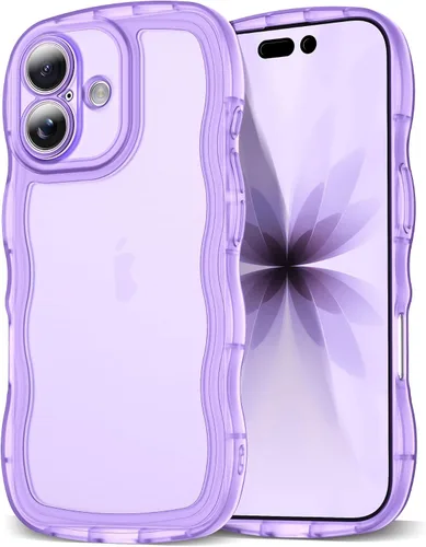 Vista 87 de SKYLMW Funda compatible con iPhone 12 Pro, diseño de ondas rizadas kawaii, borde chapado de lujo, elegante parte trasera transparente brillante, TPU