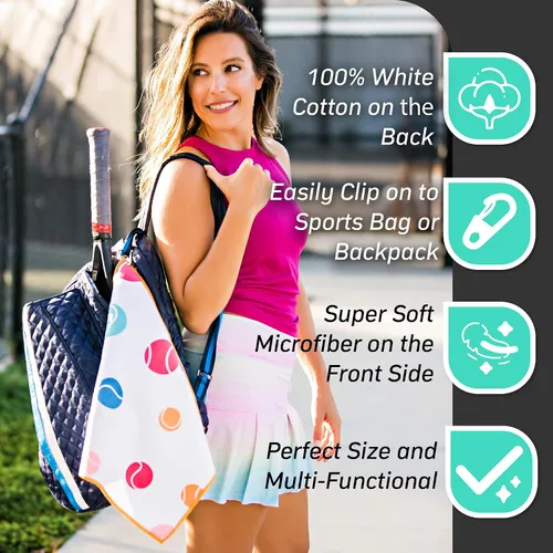 Vista 7 de Millie Rose - Toallas de tenis con múltiples estampados de moda, toallas de tenis de algodón de microfibra suave de 15 x 17 pulgadas con clip