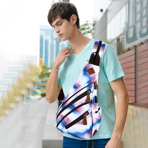 Vista 7 de Bolso de mensajero de lona para los hombres pequeña mochila hombro mochila mochilas de mujer Canvas, Genuine Leather, Shoulder Bag, Casual Daypacks