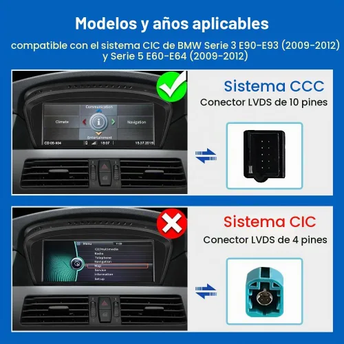 Vista 2 de Radio de coche Linux de 8.8 pulgadas para BMW E60 E61 E63 E64 E90 E91 E92 CCC 2004-2008 3/5 Series Stereo Wireless CarPlay Android Auto Display