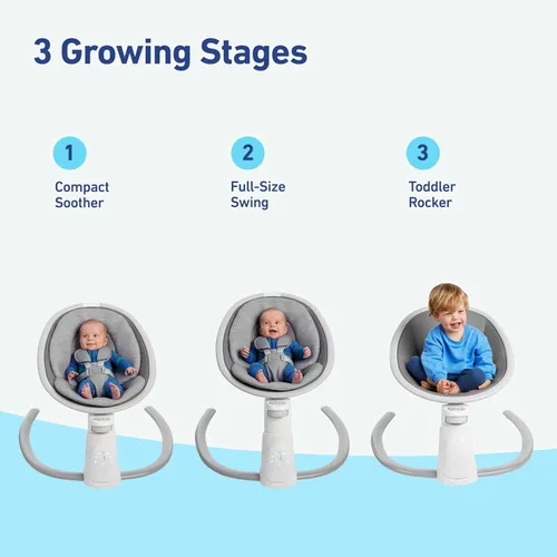 Vista 2 de Graco® Soothe 'n Sway - Columpio Bluetooth 3 en 1 para bebé, crece con tu hijo, múltiples ajustes relajantes y conectividad Bluetooth
