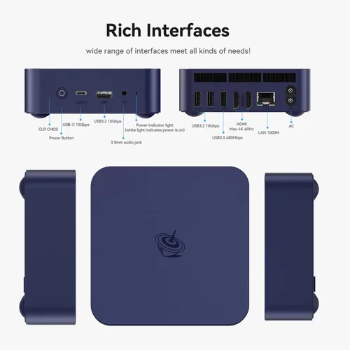 Vista 8 de Mini PC Beelink EQ mini con procesador N150, 12 GB de LPDDR5 y SSD de 500