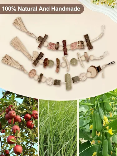 Vista 6 de 6 juguetes colgantes para masticar, madera de manzana natural
