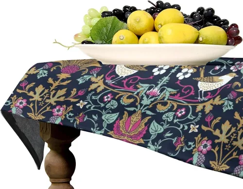 Vista 383 de Mantel Floral Retro de Pájaros, Diseño Original Bohemio William Morris Estampado Cubierta de Mesa para Hogar Picnic Fiesta Comedor Cocina William