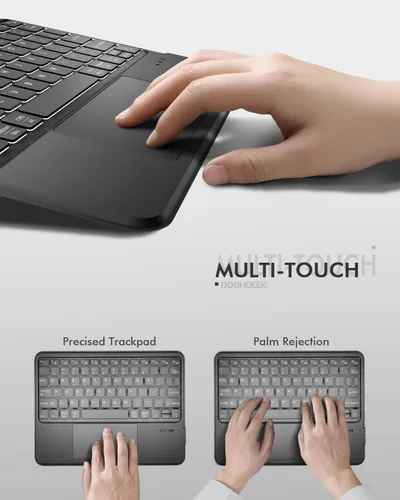 Vista 5 de Funda de teclado universal para tabletas de 9 a 11 pulgadas, teclado desmontable Bluetooth dual para tabletas Android, iPads/Galaxy Tabs, teclado