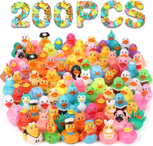 Vista 9 de 50 paquete de patos de goma para niños, juguetes de baño y patos para jeep para patear, patos de goma a granel para niños, accesorios para fiestas