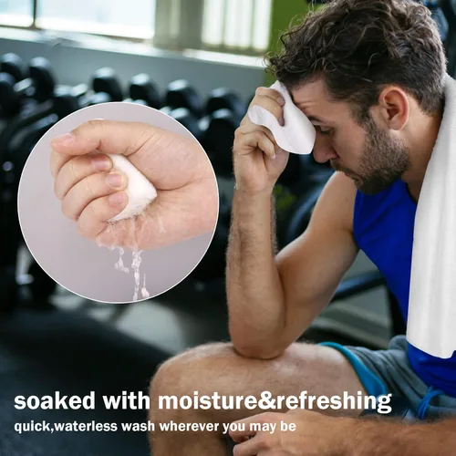 Vista 5 de YAKAMOZ Toallitas corporales extra grandes, sábanas de ducha sin agua con aloe y menta, 24