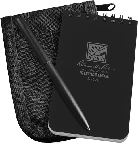 Vista 16 de Rite in the Rain All-Weather - Kit de cuaderno con espiral en parte superior de 3 x 5", funda de tela CORDURA, cuaderno amarillo y bolígrafo