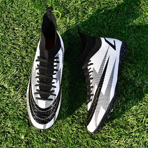 Vista 5 de Zquaus Botas de fútbol para hombre, zapatos de fútbol, zapatos de punta, zapatillas de deporte cómodas para adultos, atlético, al aire