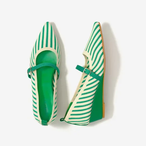 Vista 4 de TIJN Heels,Pointed Toe Mules for Momen with Low Heel, Breathable Mesh Knit Slip On Flat Sandals