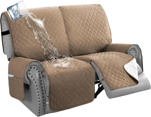 Vista 8 de H.VERSAILTEX Funda impermeable 100% impermeable para sofá biplaza reclinable de 2 piezas, protector de muebles suave y grueso con bolsillos lavables