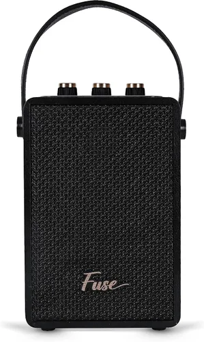 Vista 4 de Fuse Andle - Altavoz Bluetooth retro vintage con mango de cuero vegano, altavoz portátil con conexión para teléfono inteligente, entrada USB y AUX