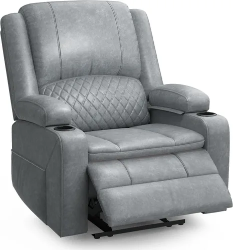 Vista 48 de Sofá reclinable de 3 plazas, sofá reclinable con consola elevable (tela, azul) Reclining Sofa with USB Removable Armrest, RV Sofa with Cup Holder
