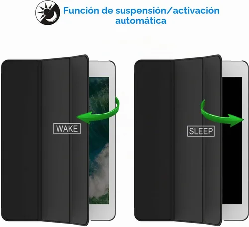 Vista 6 de JETech - Funda para iPad mini 3/2/1 (2014/2013/2012), color negro Diseño trasero translúcido delgado, soporte de tres pliegues, encendido