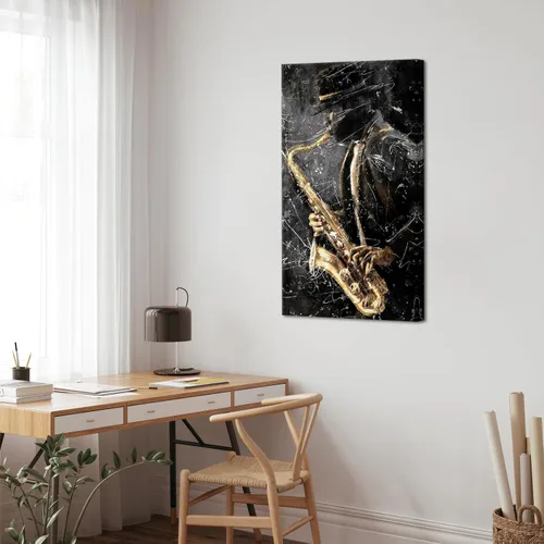 Vista 4 de NutArtPic Arte de pared de música de jazz negro, impresión artística de saxofón, instrumentos musicales, pintura, lienzo de música vintage