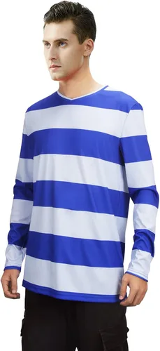 Vista 2 de Mens Green Striped Shirt Blue And Detective Host Steve T-Shirt Pullover Joe Purple Tops Sweater Adult Halloween Costume