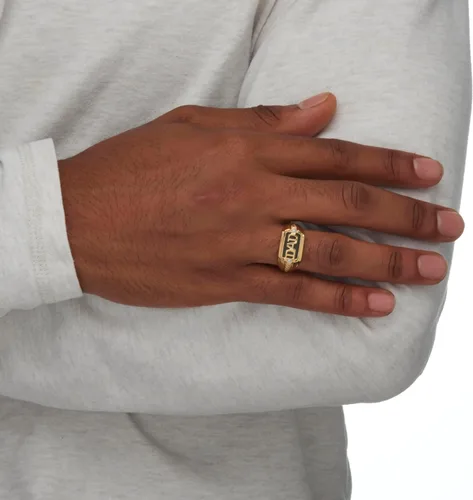 Vista 4 de PalmBeach - Anillo de oro amarillo de 10 quilates para hombre, talla 8 a 13