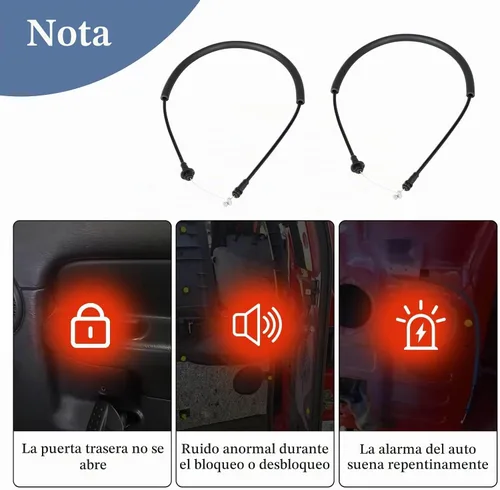 Vista 6 de 2 cables de pestillo de puerta trasera izquierda y derecha compatibles con Dodge Ram 1500 2500 3500 1998 1999 2000 2001 2002 Reemplazo # 55275106