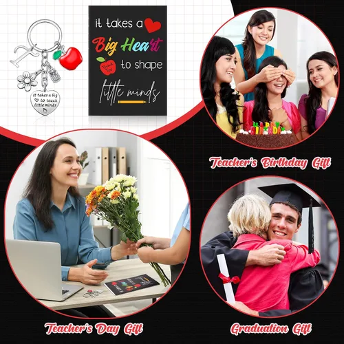 Vista 7 de Juego de regalo de agradecimiento al maestro, planificador inspirador y llavero para maestros con inicial para regalo de graduación del día