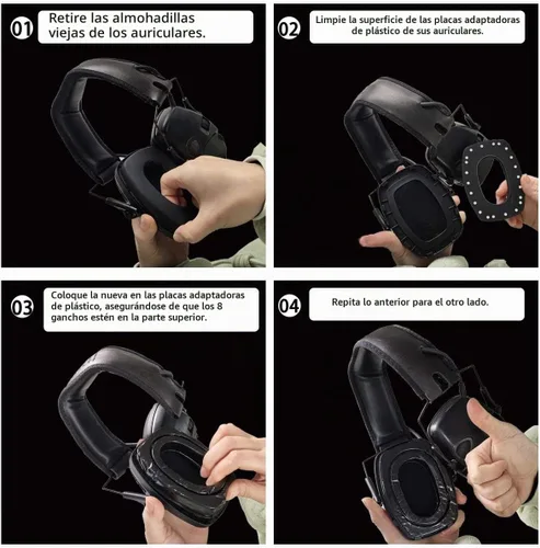 Vista 4 de Almohadillas de gel PROHEAR GEP02 para orejeras Howard Leight de Honeywell Impact Sport Pro Sync Lightning