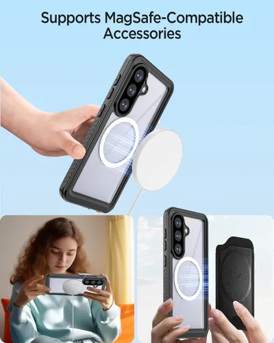 Vista 4 de Miimall Funda impermeable IP68 para Samsung Galaxy S26 Plus, compatible con MagSafe, Mil-Std 810G 360° protección de cuerpo completo resistente