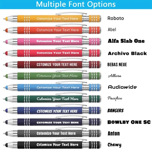 Vista 4 de Kingluu 12 bolígrafos personalizados suaves al tacto con lápiz capacitivo, grabado gratis, tinta negra con tu nombre, logotipo, mensaje y texto