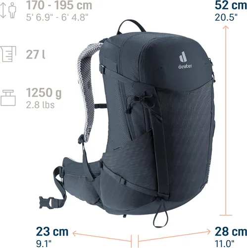 Vista 11 de Deuter Mochila Futura de 27 L, mochila ligera para senderismo Negro